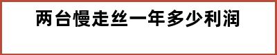 两台慢走丝一年多少利润