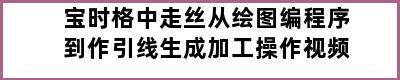 宝时格中走丝从绘图编程序到作引线生成加工操作视频