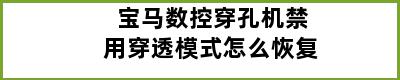 宝马数控穿孔机禁用穿透模式怎么恢复