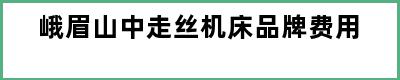 峨眉山中走丝机床品牌费用