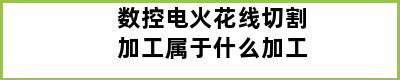 数控电火花线切割加工属于什么加工