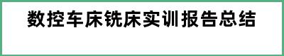 数控车床铣床实训报告总结