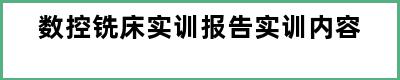 数控铣床实训报告实训内容