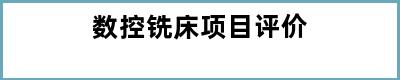 数控铣床项目评价