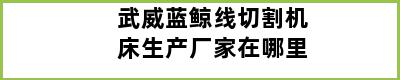 武威蓝鲸线切割机床生产厂家在哪里