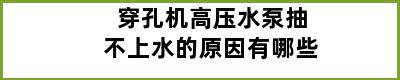 穿孔机高压水泵抽不上水的原因有哪些